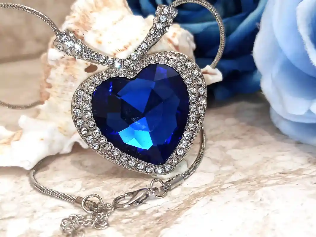 4pc SET, Heart, Silver, Blue, SAPPHIRE Pendant, Statement Necklace, Gift for her, Heart Necklace, Birthday Gift, Gift for women, Jewelry SET 