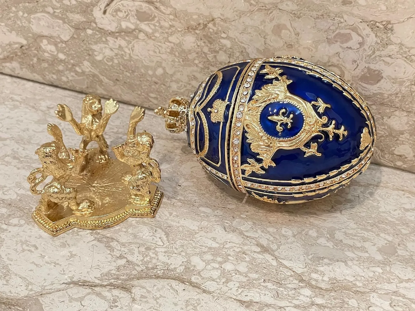 Faberge Egg Trinket Fabergé Egg Ornaments Fabrege Egg Faberge Style Egg Gift for Her Carl Fabergé Plus Her Handmade Silver Diamond Necklace