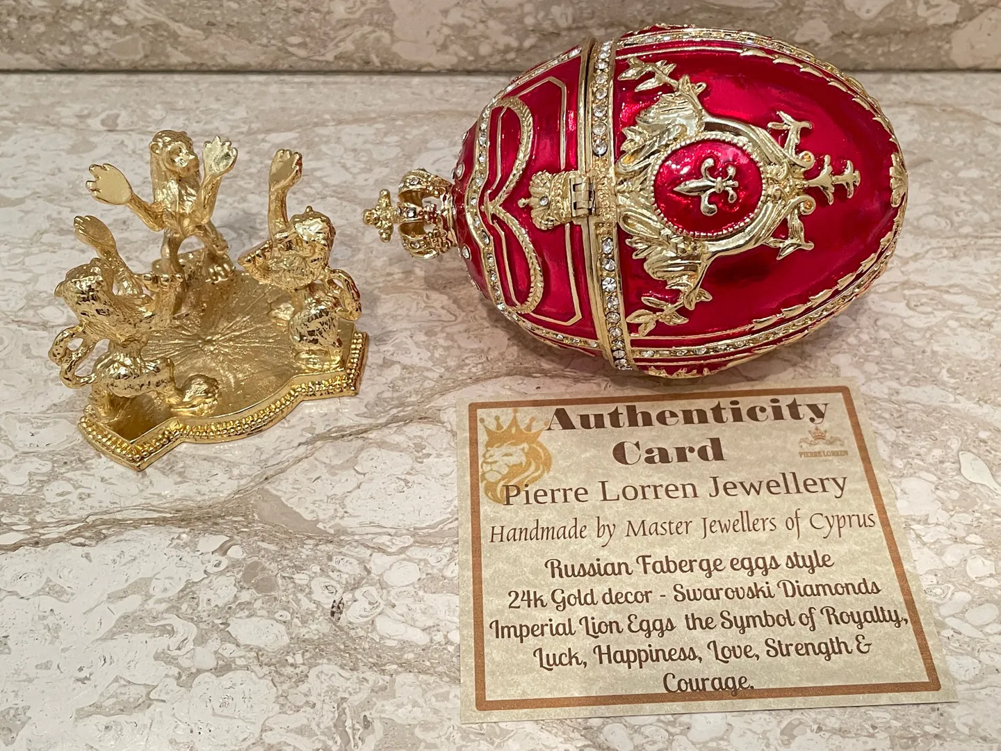 Ruby Red Faberge Egg Mom Birthday Gift Faberge Trinket Box 24k Gold 200 Austrian Crystal Handset Fabergé Love Gifts for Wife Handmade Ornament