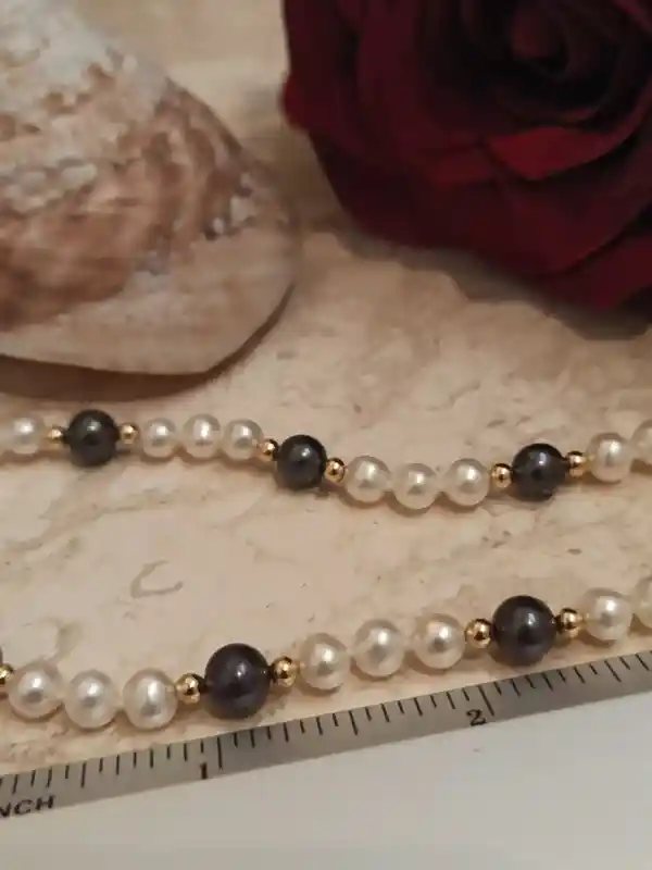 Akoya Pearl Necklace AAA/Unique Pearl Necklace/18Kt GOLD Pearl Necklace TAHITIAN & Akoya for women/Hand Knot Necklace Pearl Evening Jewelry 