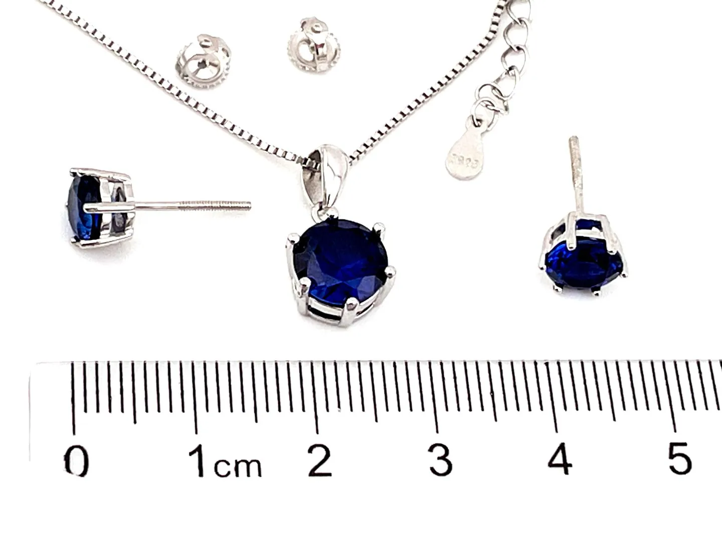 PierreLorren 2ct Natural Sapphire Necklace Earrings Real Sapphire Pendant Handmade Jewellery for Bride Bridal Shower Gifts for Daughter 4ctw