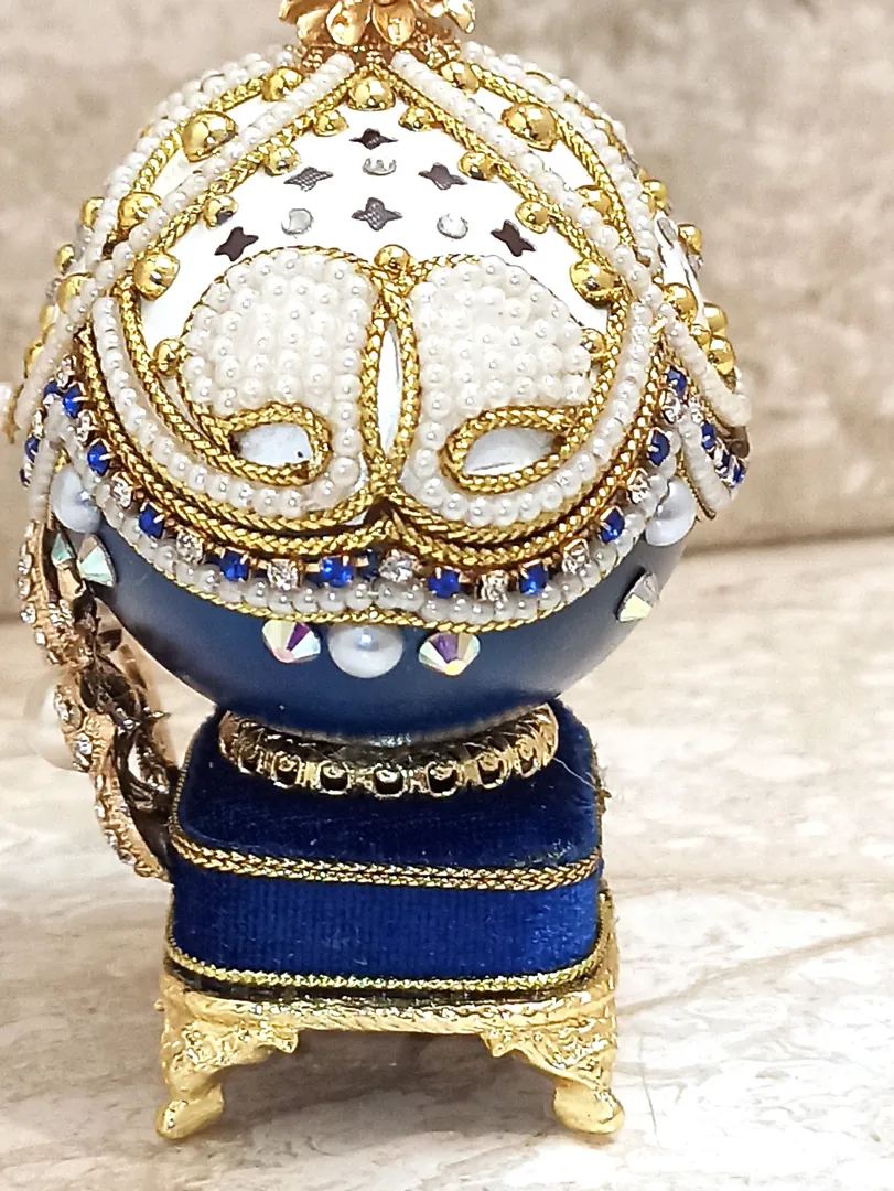 24K GOLD Faberge Egg Pearl Trinket Box & PEARL Necklace Bracelet SET Jewelry Box Faberge Egg Ornament Gift Set for Her Music Box Fabergé Egg