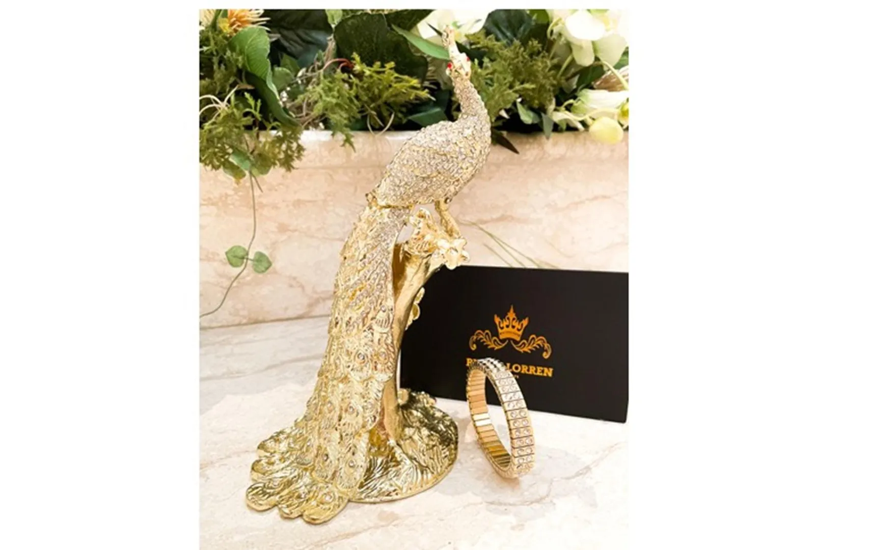 Vintage 2002 Faberge Egg Pure Gold Decor Peacock Gold Proposal Box Bridal Shower Wedding Austrian Crystal Diamonds Handmade by Pierre Lorren