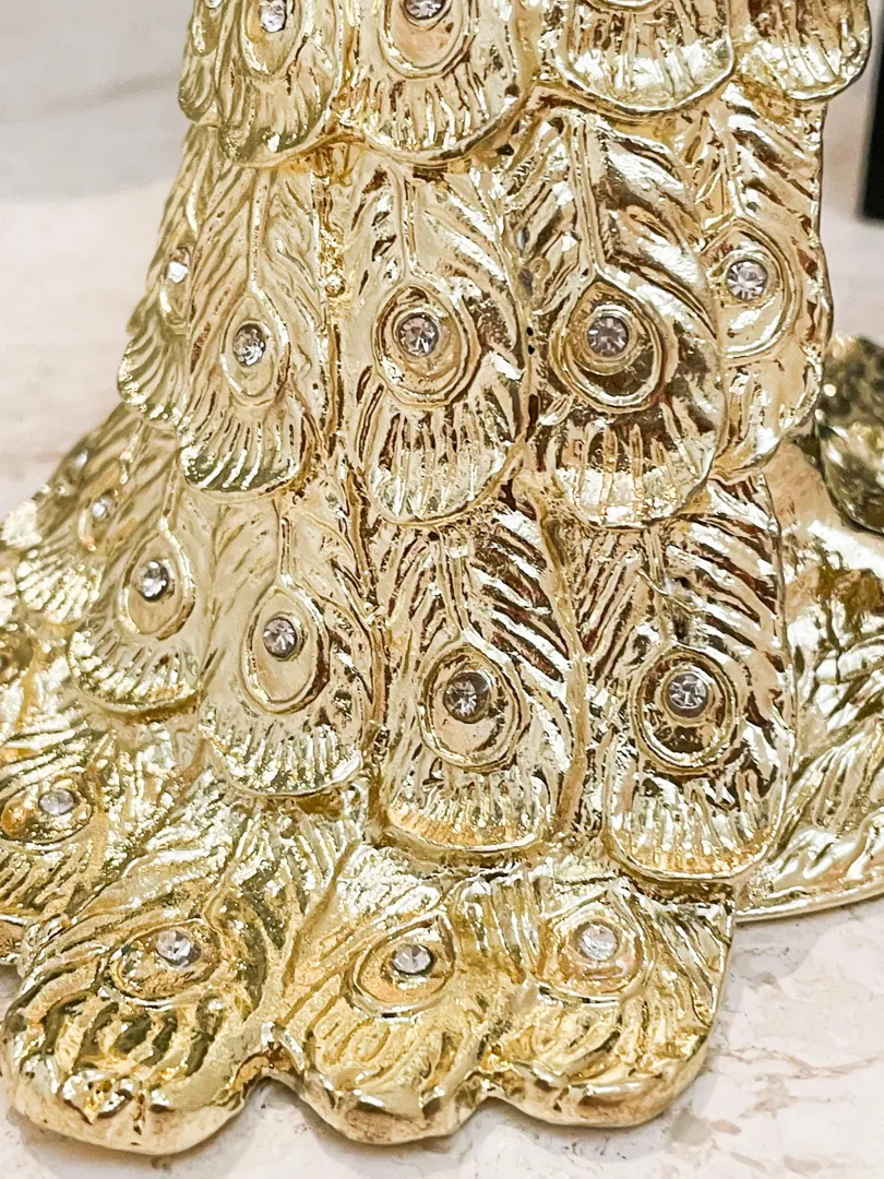 Vintage 2002 Faberge Egg Pure Gold Decor Peacock Gold Proposal Box Bridal Shower Wedding Austrian Crystal Diamonds Handmade by Pierre Lorren