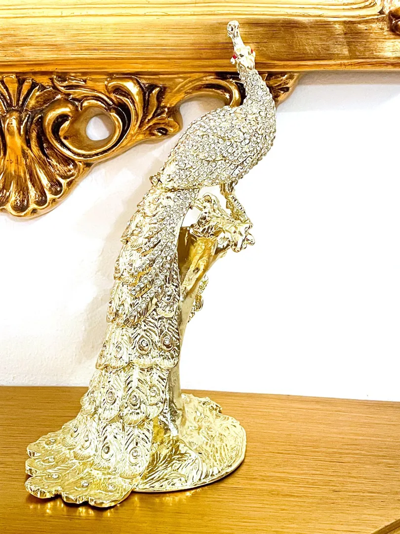 Vintage 2002 Faberge Egg Pure Gold Decor Peacock Gold Proposal Box Bridal Shower Wedding Austrian Crystal Diamonds Handmade by Pierre Lorren