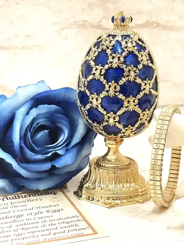 Pierre Lorren Faberge Egg St Petersburg Faberge style egg Home Decor Pure Gold Decor Swarovski Crystal Diamond Handset Birthday Anniversary 