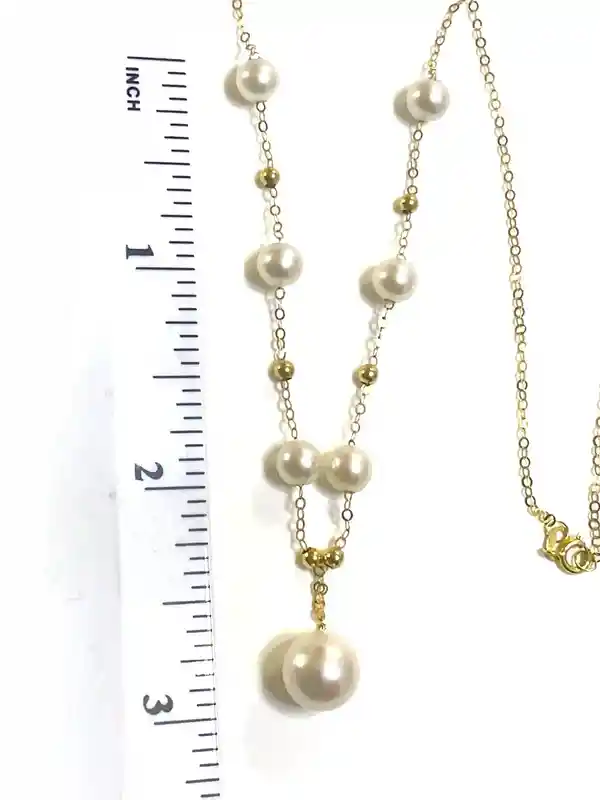 18kt Akoya Pearl Necklace White Pearl Pendant Japanese Jewelry 18k Gold Solid Fine Chain Gift Ideas for her Minimalist Pearl Jewelry gift 