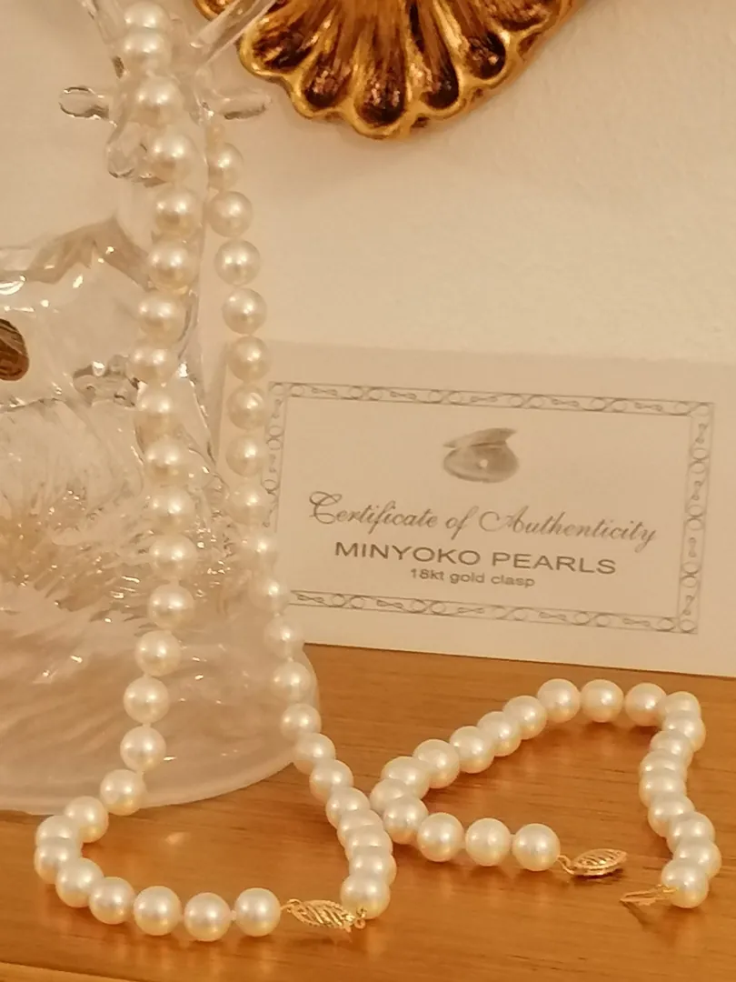 Akoya Pearl Necklace gift AAA grade 18k solid Gold Japanese White NATURAL CULTURED Pearl Necklace Wedding Bridal Jewelry South Sea Pearl