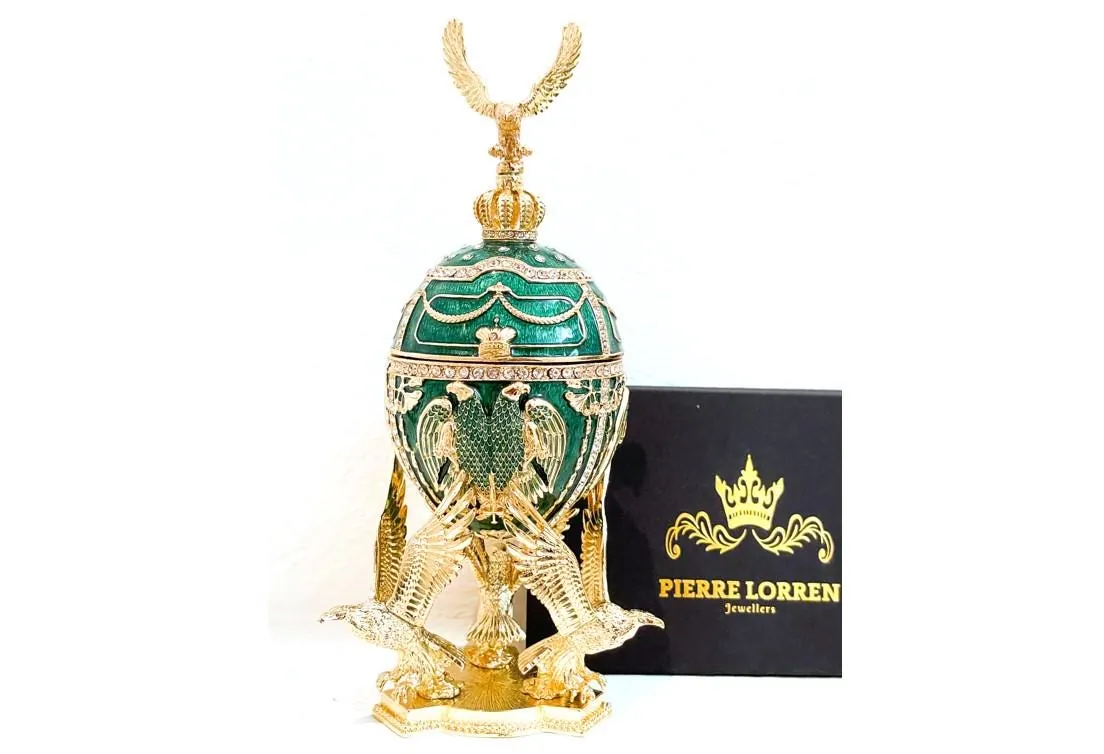 Limited Edition Musical Faberge Egg with Velour Interior and Swarovski Crystal Diamond Handset. Faberge Style Egg for POWER and LONGEVITY. Perfect for Anniversary or Birthday gifts.