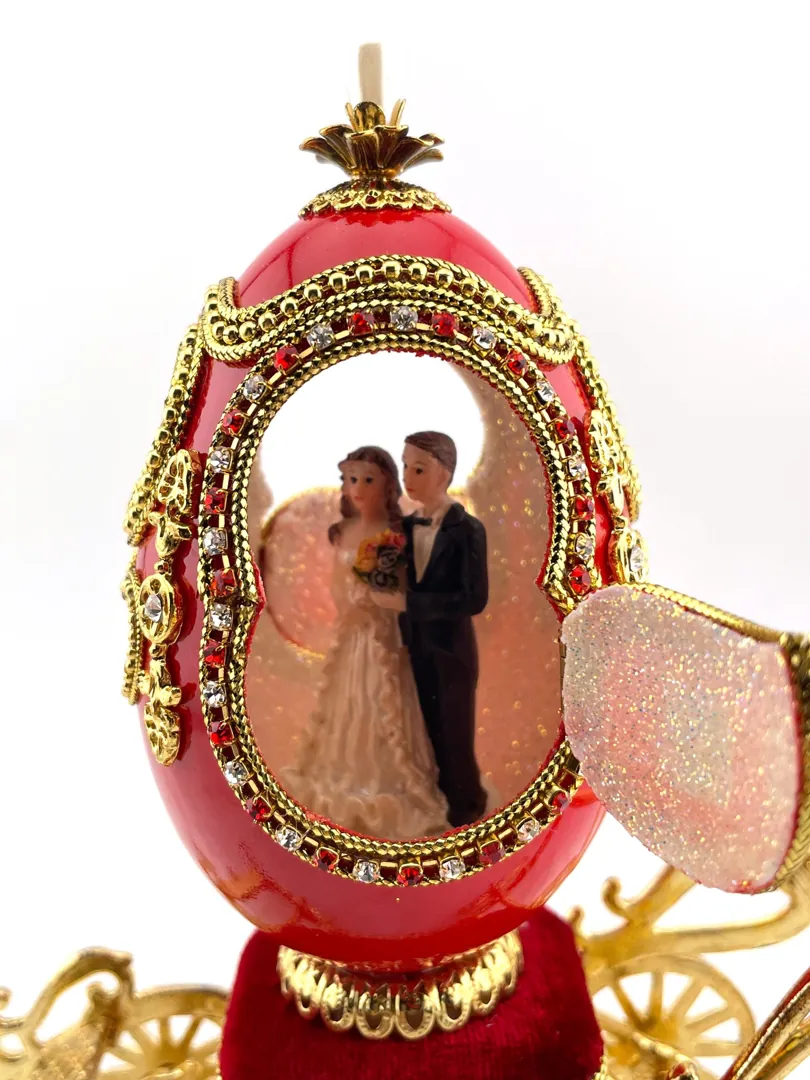 1984 Vintage Pierre Lorren Decorative Natural Eggs Style Musical Trinkets & Egg Necklace Ruby Wedding Anniversary Gift for Couple Handmade