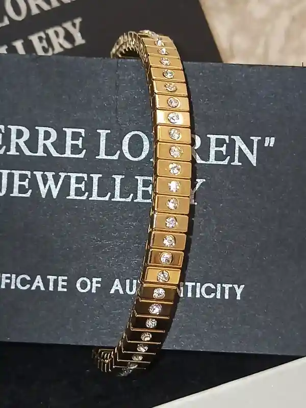 24k Gold bracelet women 1.2ct Swarovski Diamond Gold Bridal Shower Gift Swarovski bracelet stretch Gold Statement Jewelry Her Birthday gifts 
