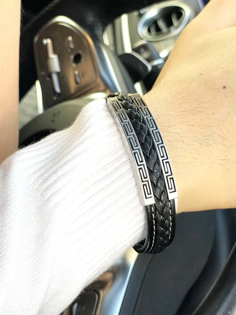 Pierre Lorren Meander Mens Bracelet Greek Jewelry Bracelet for Men SILVER GOLD Infinity Bracelet Greek Jewellery Ancient Greece Bangle Man