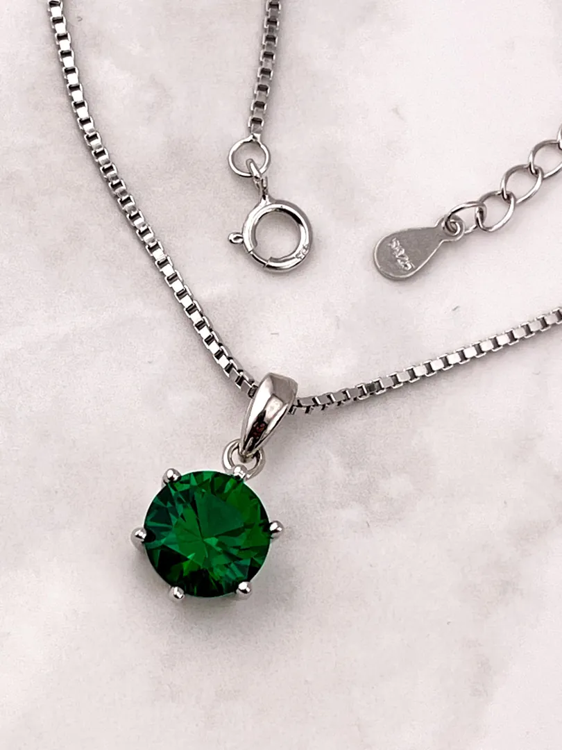 2 Carat Emerald Pendant Necklace - Emerald Necklace - Emerald Jewelry May Birthstone - Birthday Gift for Her - 55th Anniversary - Christmas Gems