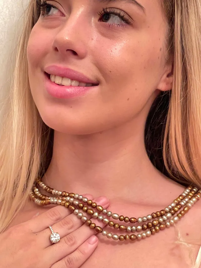 Designer South Sea Pearls Vintage Brown Japanese Pearl Necklace Pearl Jewelry Natural Pearls Solid Silver 18k White Gold Pearl Necklace Mom