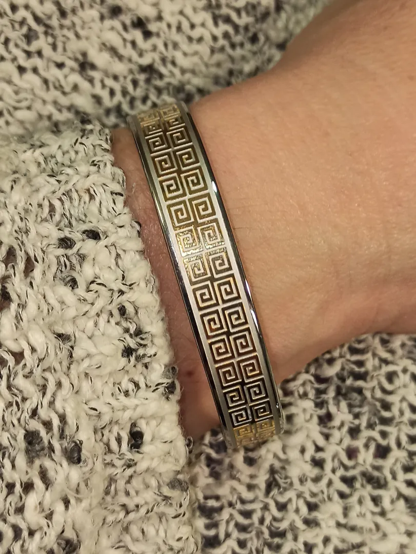 GREEK Bangle for Women 24kt GOLD Meander Bracelet / Ancient Greek Jewelry Gift for Bride ETERNITY Jewelry for Women Bridesmaids Moms Sister