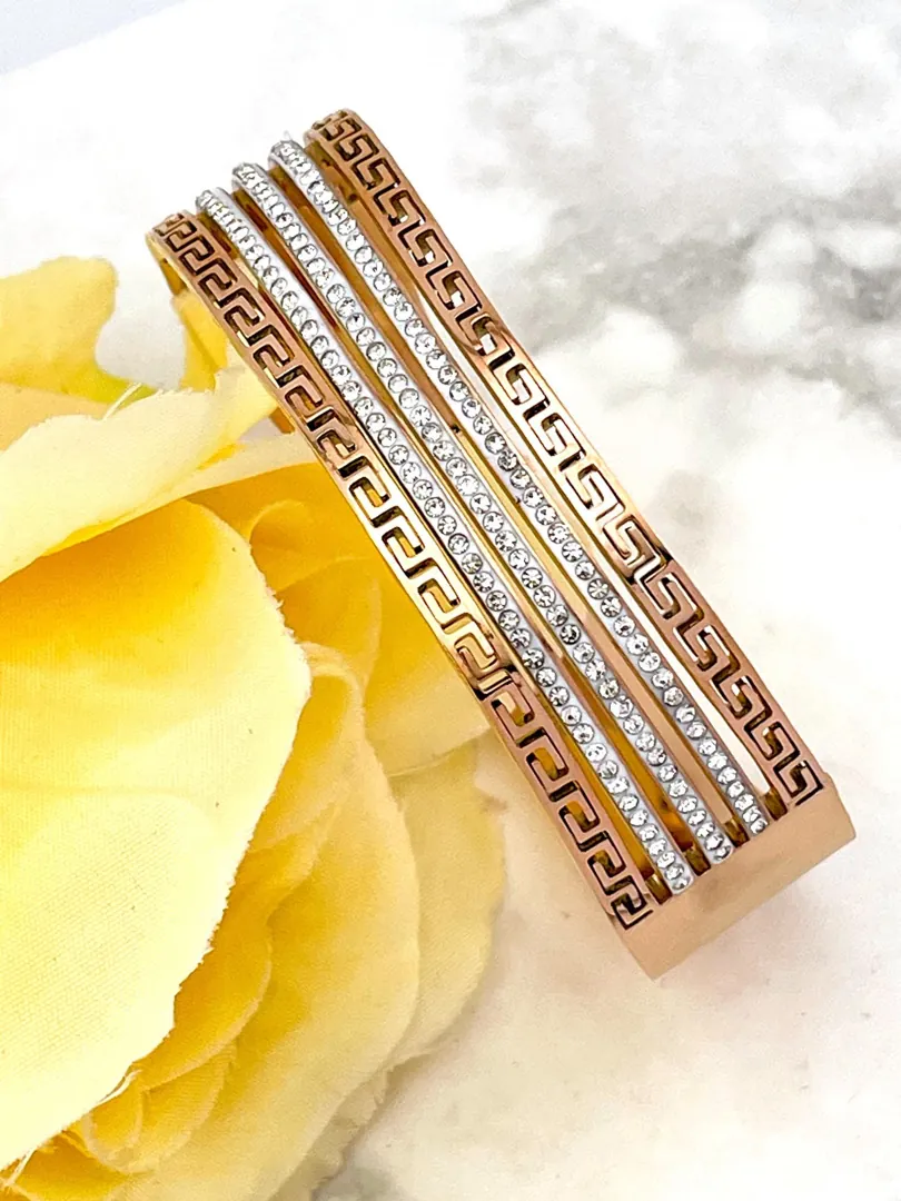 16mm Bracelet Greek Jewelry 18k Rose Gold Bracelet Infinity Bangle Bracelet Ancient Greek Key Jewelry Meander Bracelet Anniversary Gift