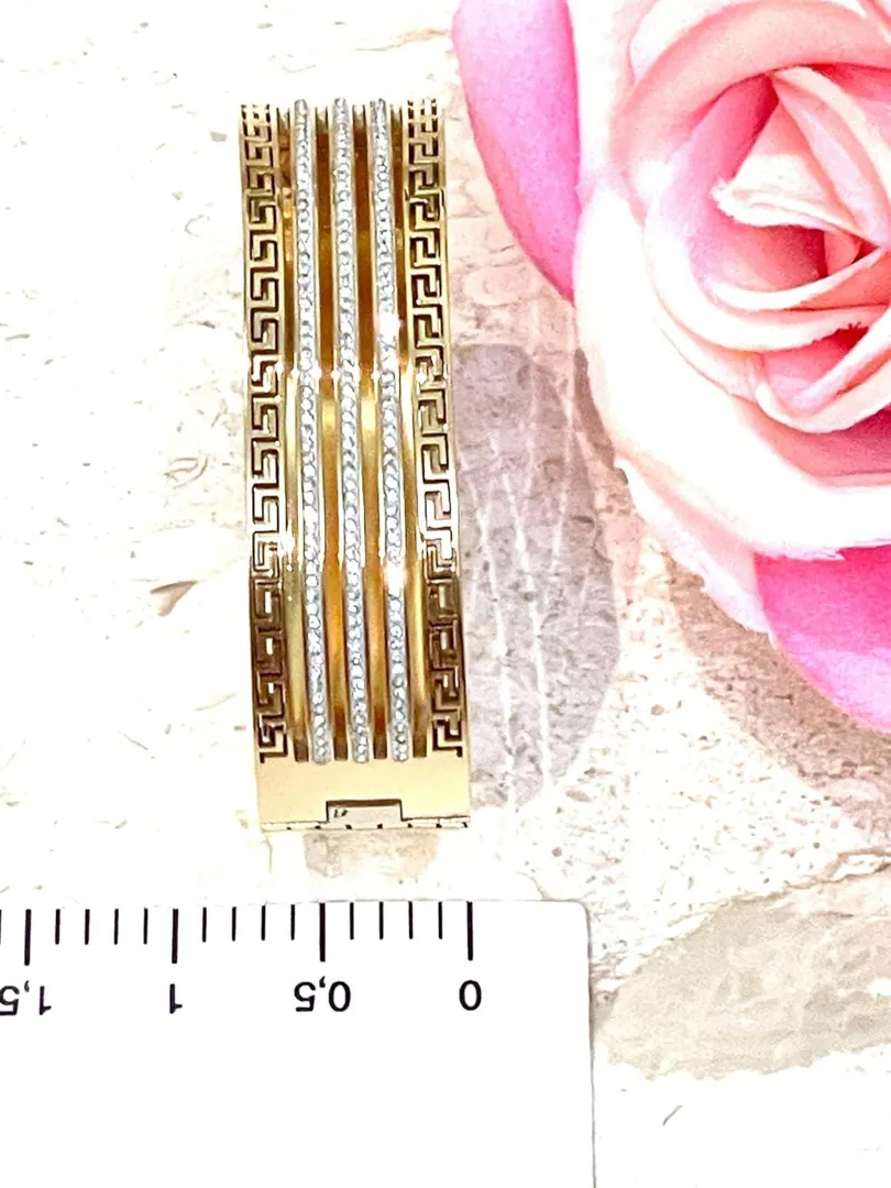 16mm Bracelet Greek Jewelry 18k Yellow Gold Bracelet Infinity Bangle Bracelet Ancient Greek Key Jewelry Meander Bracelet Anniversary Gift
